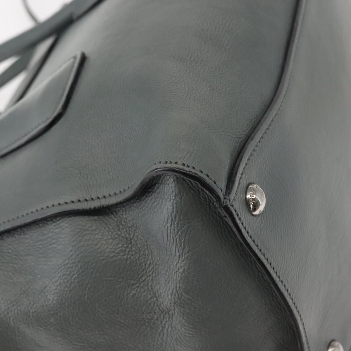 Prada PRADA Hand Bag Leather Gray Silver Authentic 149313