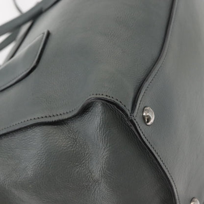 Prada PRADA Hand Bag Leather Gray Silver Authentic 149313