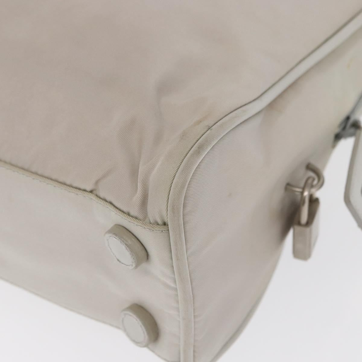 Prada PRADA Tote Bag Nylon White Silver Authentic am10449