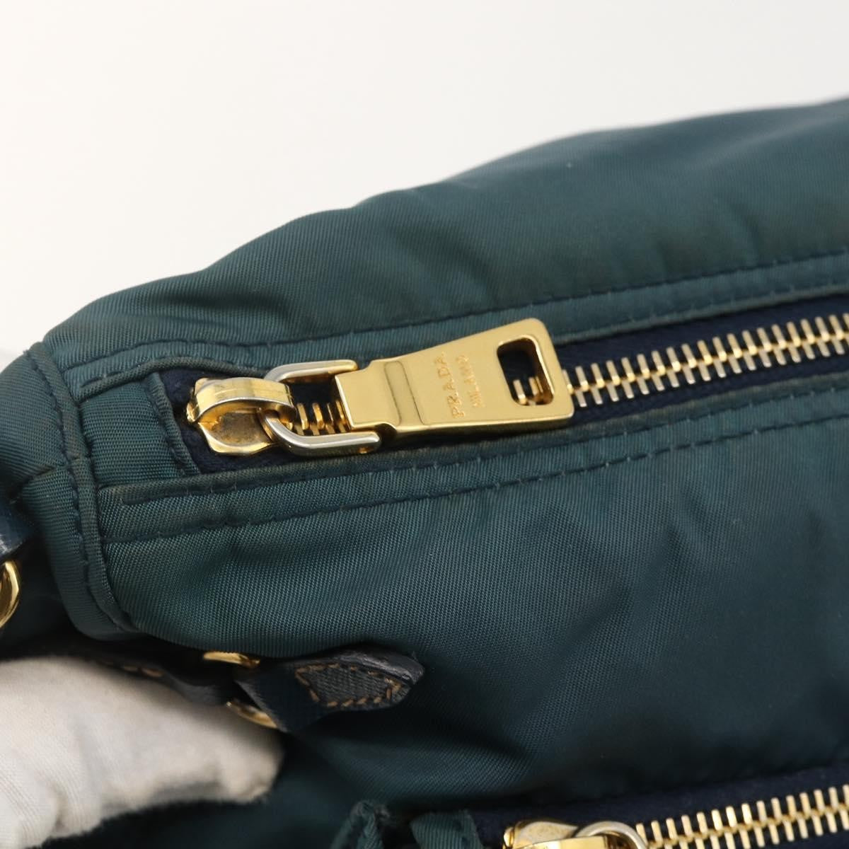 Prada PRADA Shoulder Bag Nylon Green Gold Authentic YKZ1088