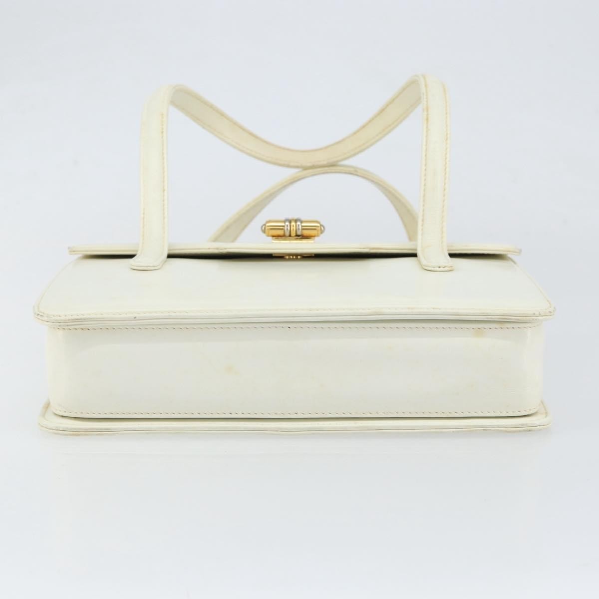 Gucci GUCCI Hand Bag Leather White Gold Authentic 154583