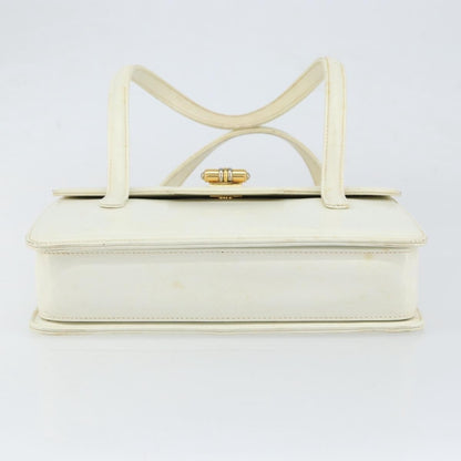 Gucci GUCCI Hand Bag Leather White Gold Authentic 154583