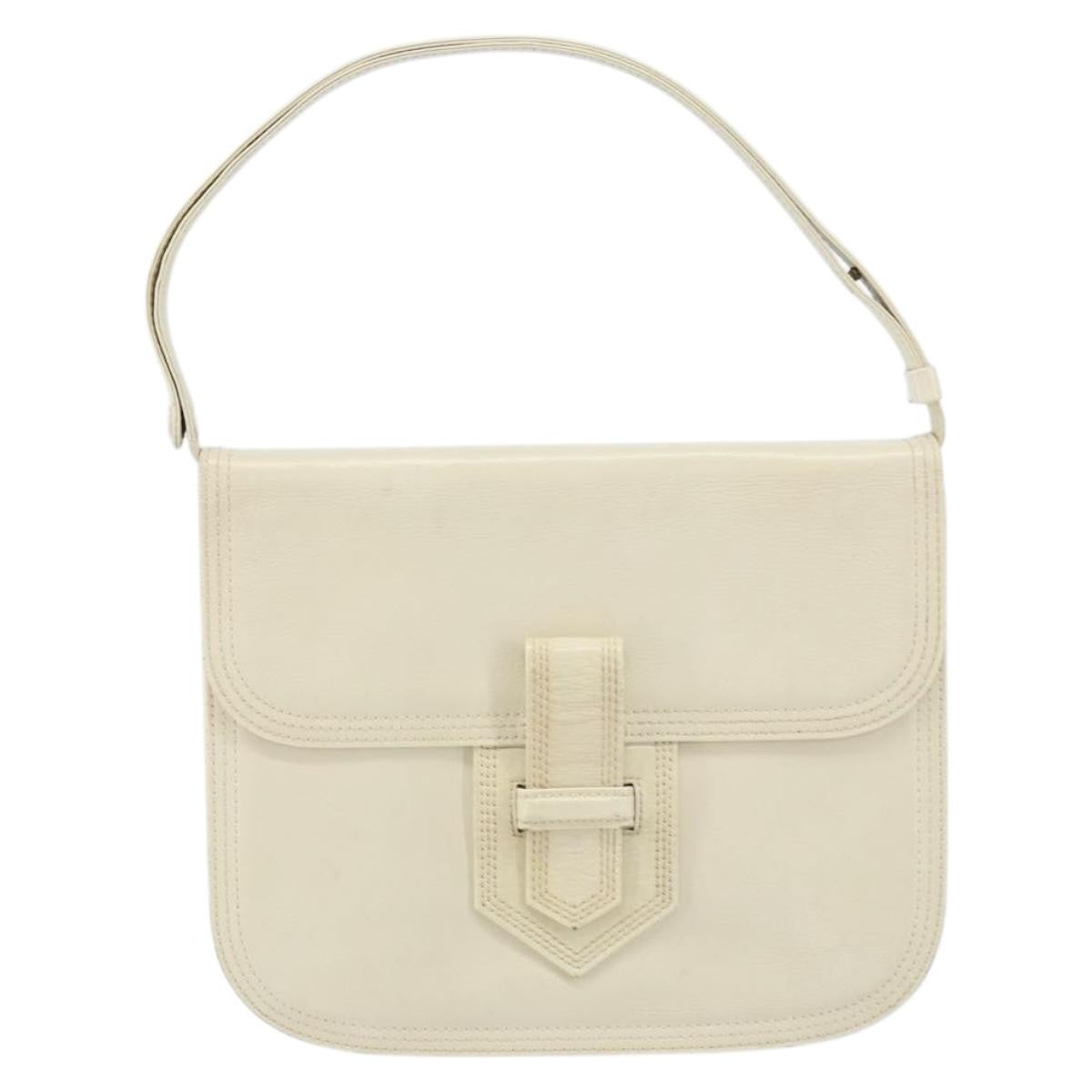 Saint Laurent SAINT LAURENT Shoulder Bag Leather White Authentic ka743