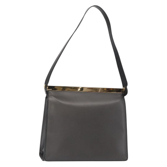 Gucci GUCCI Shoulder Bag Leather Black Gold Authentic BA8638