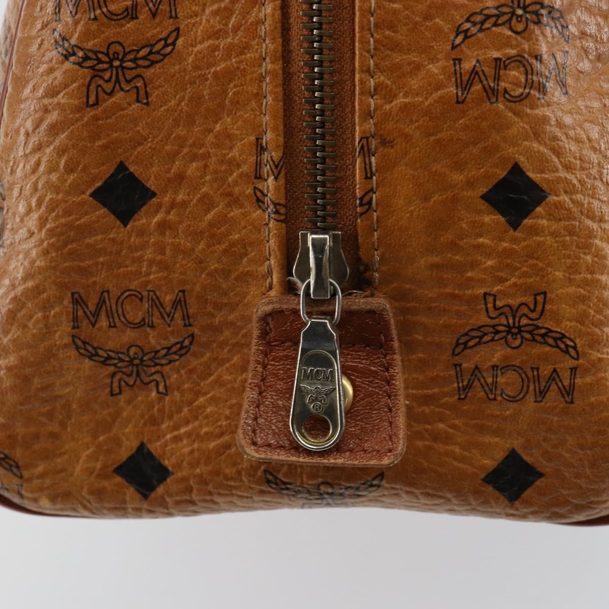 MCM MCM Logogram Vicetos Boston Bag PVC Leather Brown Gold Authentic gh904