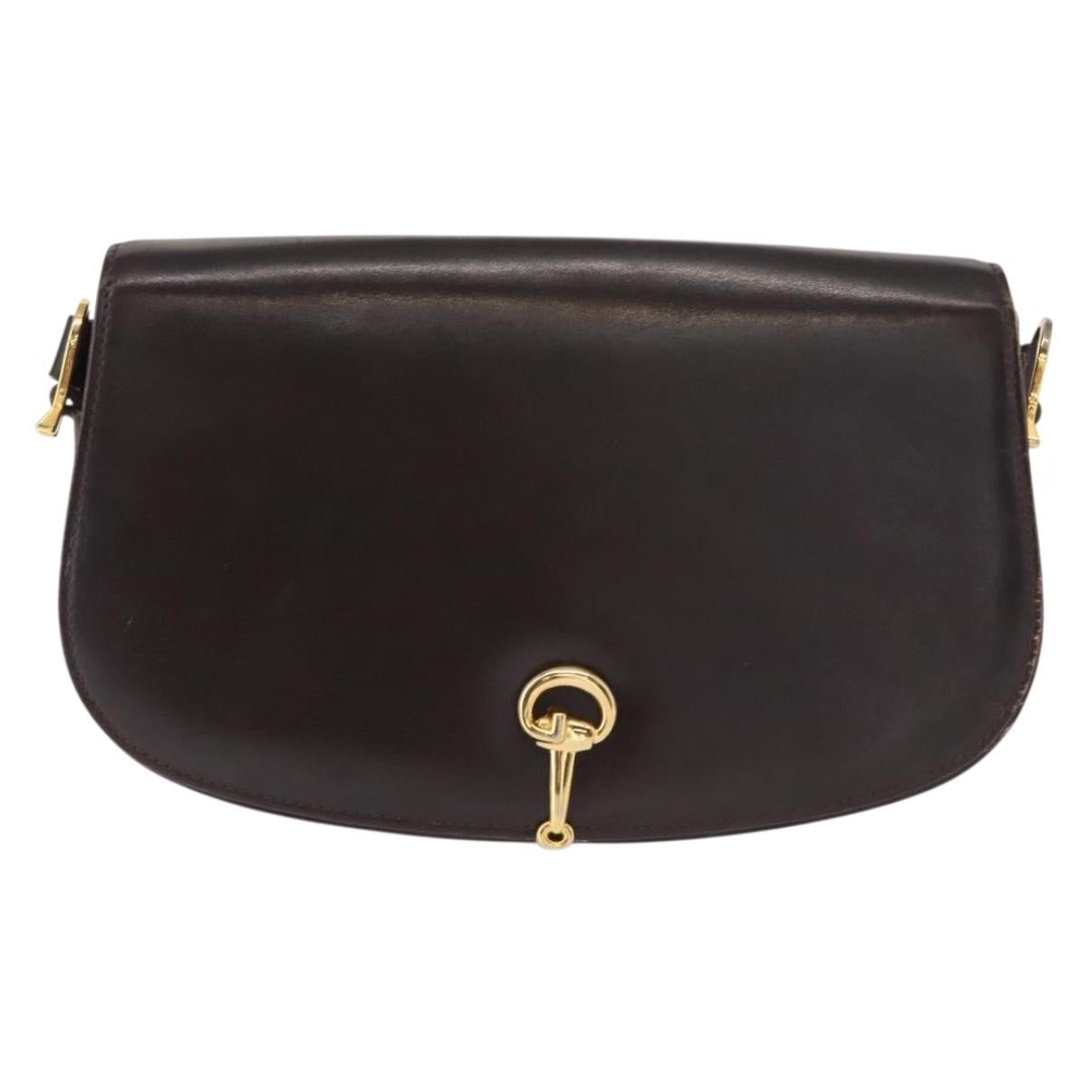 Gucci GUCCI Shoulder Bag Leather Brown gold Authentic fm4925