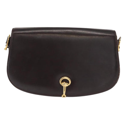 Gucci GUCCI Shoulder Bag Leather Brown gold Authentic fm4925