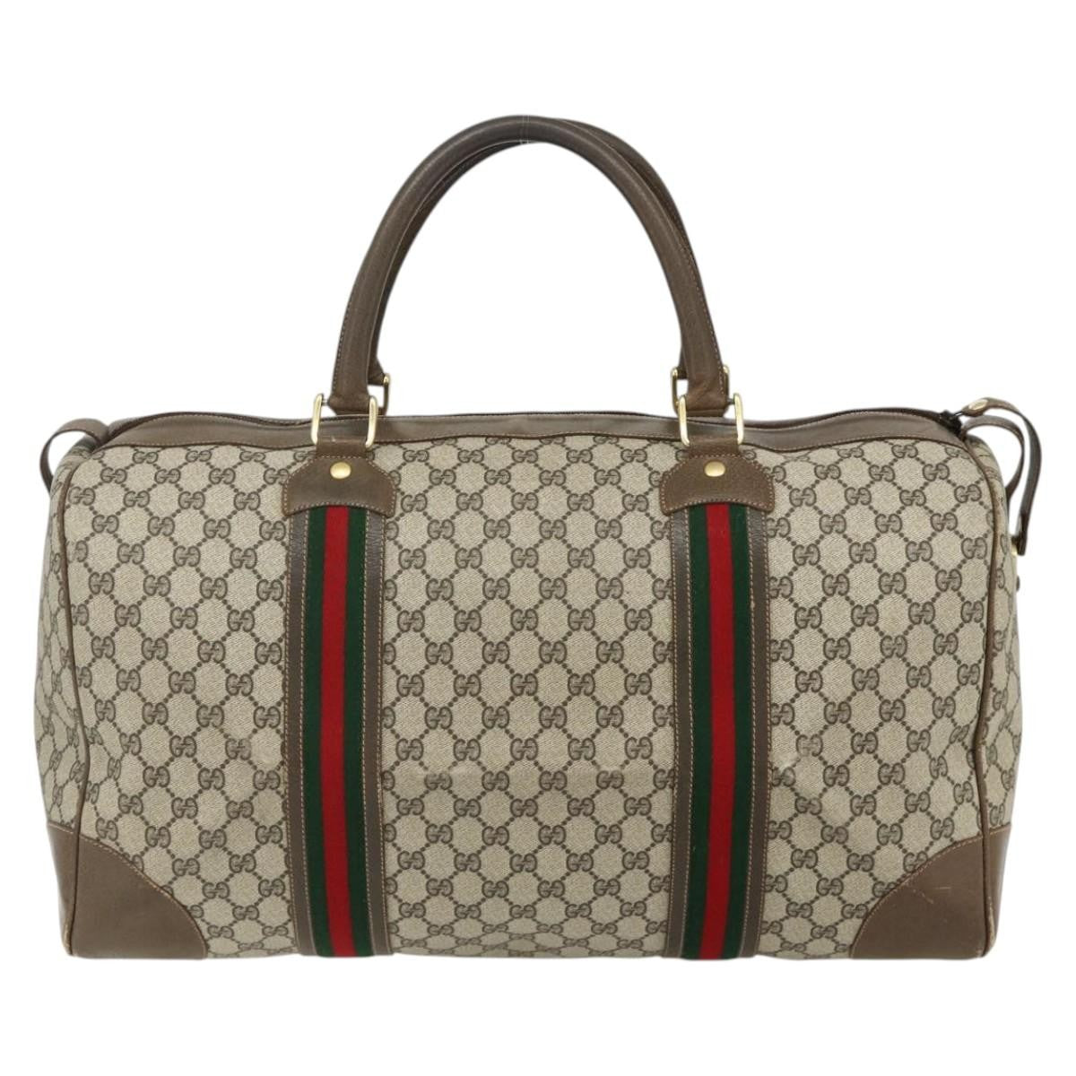 Gucci GUCCI GG Supreme Web Sherry Line Bag PVC Beige Gold 001 25 424 Authentic mr1686