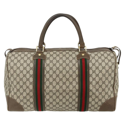 Gucci GUCCI GG Supreme Web Sherry Line Bag PVC Beige Gold 001 25 424 Authentic mr1686
