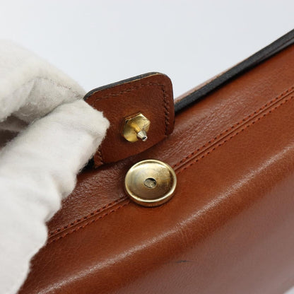 Dior Christian Dior Shoulder Bag Leather Brown Gold Authentic hk3117