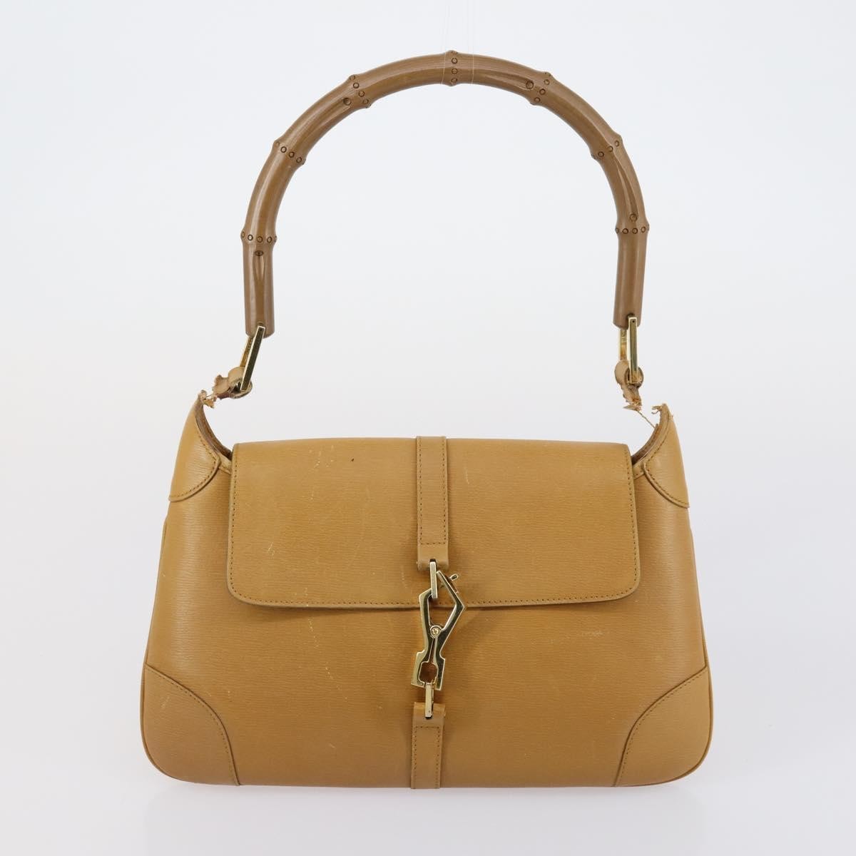 Gucci GUCCI GG Canvas Shoulder Bag Leather 3 Set Beige Dark Brown Authentic 152612
