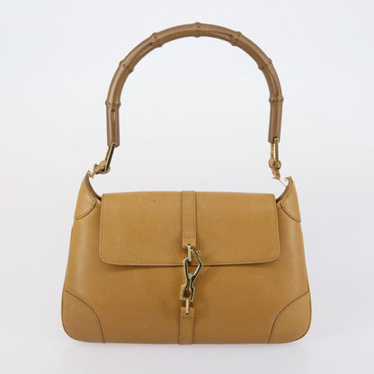 Gucci GUCCI GG Canvas Shoulder Bag Leather 3 Set Beige Dark Brown Authentic 152612