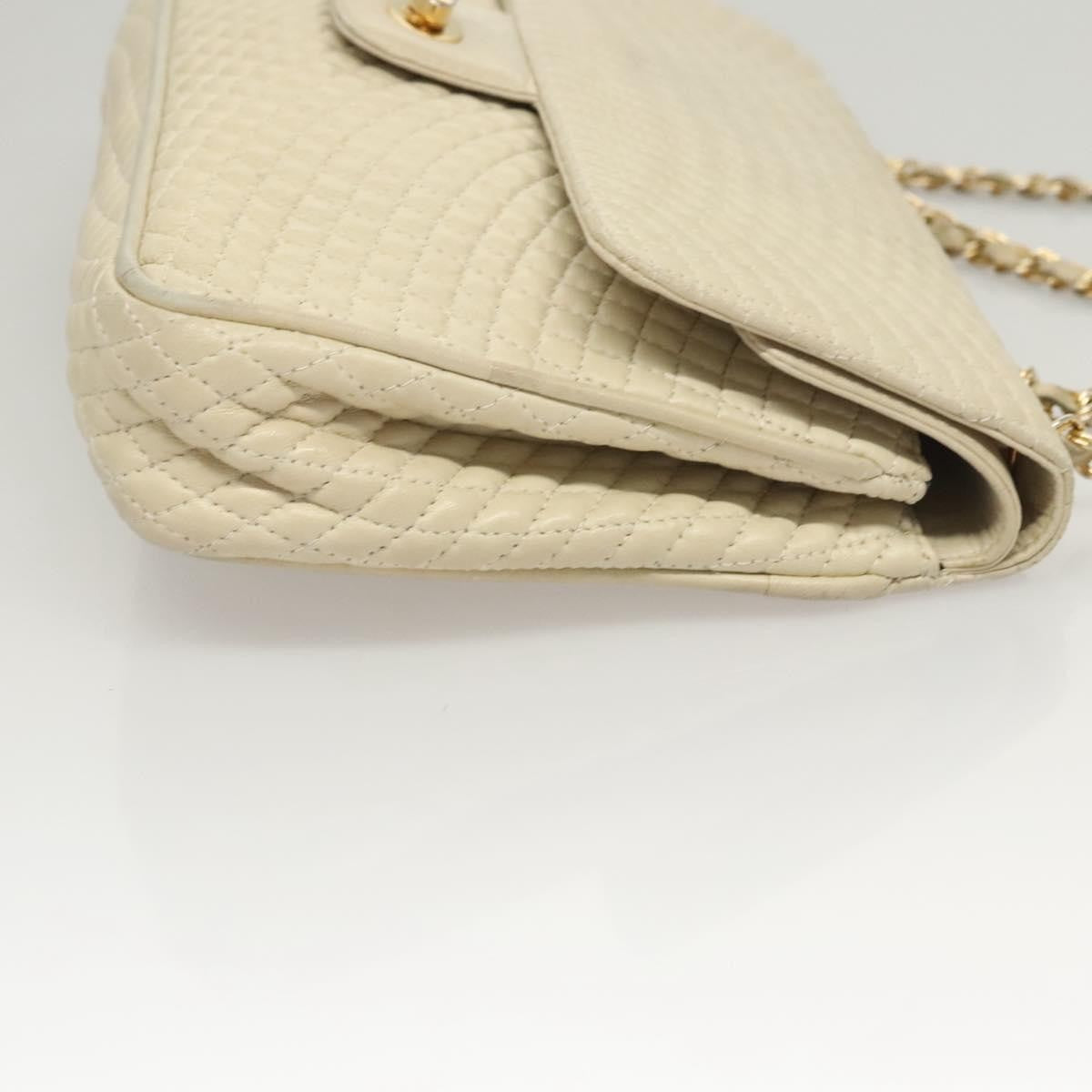 BALLY BALLY Chain Shoulder Bag Leather White Gold Authentic 124788