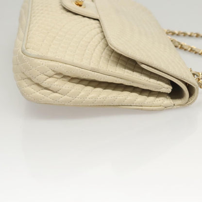 BALLY BALLY Chain Shoulder Bag Leather White Gold Authentic 124788