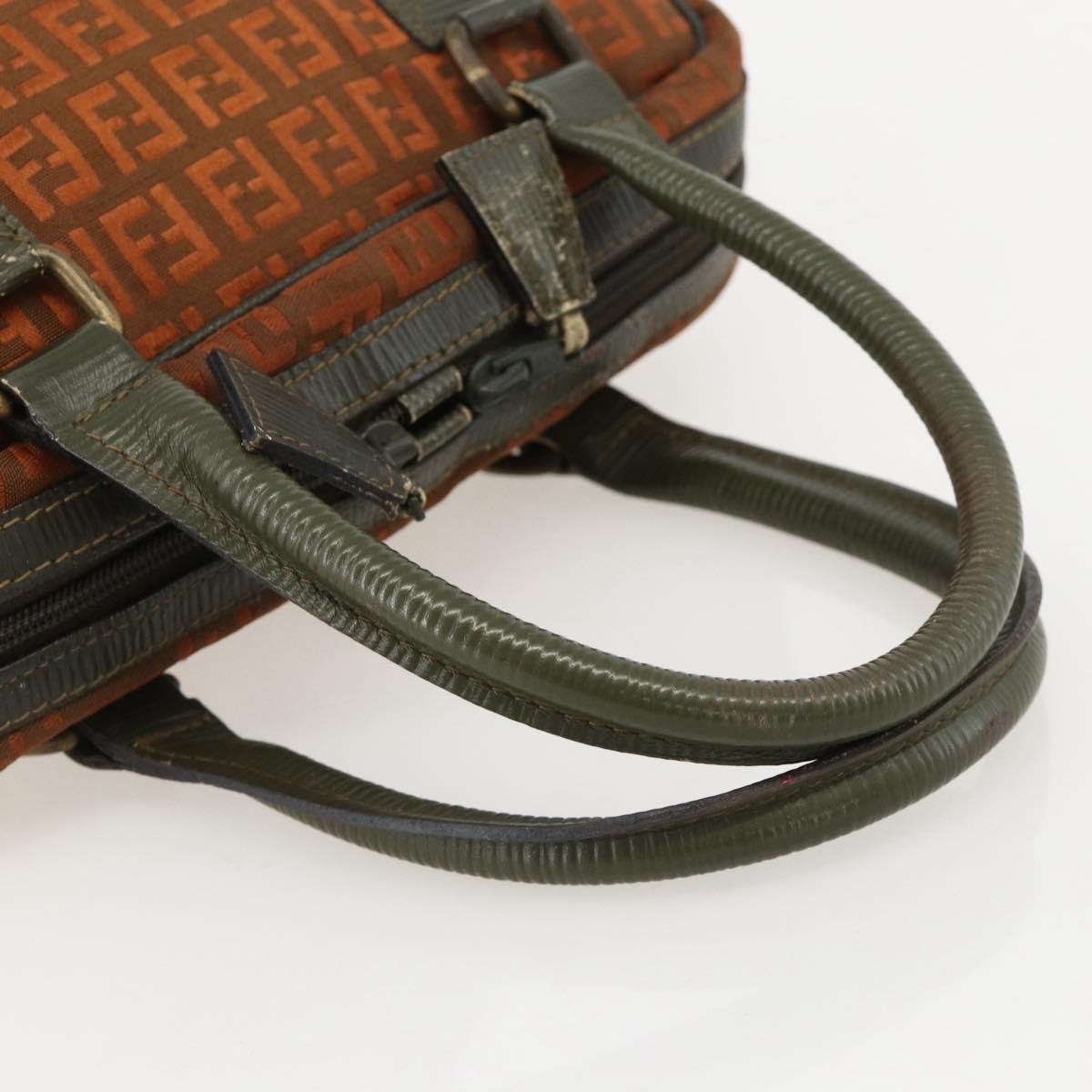 Fendi FENDI Zucchino Canvas Hand Bag Brown Authentic 175160