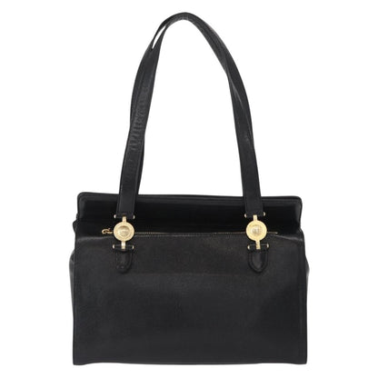 Versace VERSACE Tote Bag Leather Black Gold Authentic BA8013