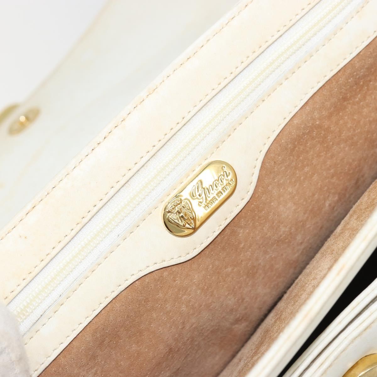 Gucci GUCCI Shoulder Bag Leather White Gold Authentic BAZ692