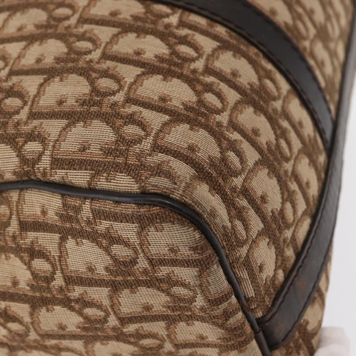 Dior Christian Dior Trotter Canvas Hand Bag Brown Gold Authentic ka627