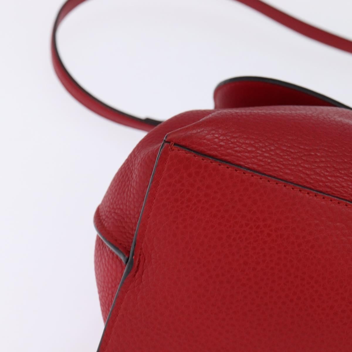 Gucci GUCCI Bamboo Daily Hand Bag Leather 2way Red Silver 392013 Authentic BA6241
