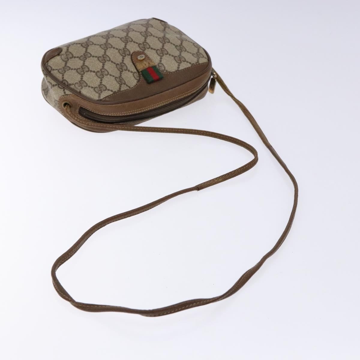 Gucci GUCCI GG Supreme Web Sherry Line Shoulder Bag PVC Beige 89 02 066 Authentic 133869