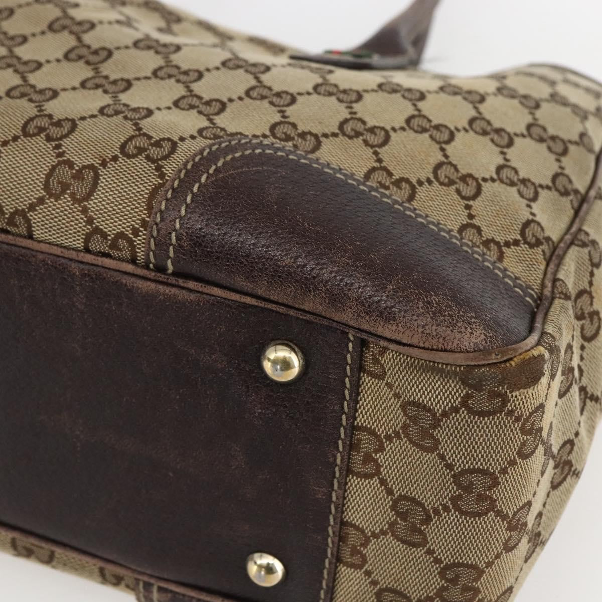 Gucci GUCCI GG Canvas Web Sherry Line Tote Bag Beige Red 163805 Authentic 160574
