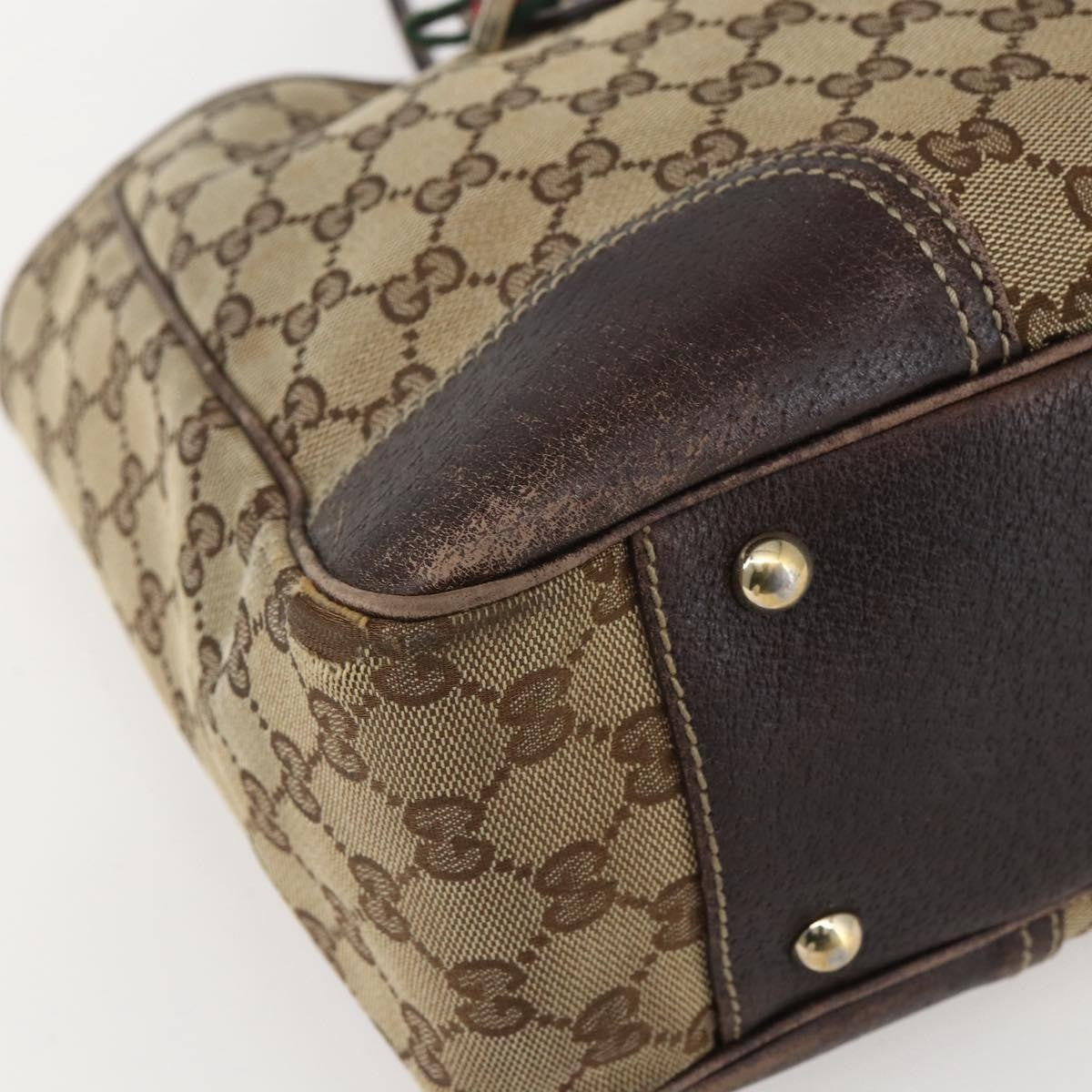 Gucci GUCCI GG Canvas Web Sherry Line Tote Bag Beige Red 163805 Authentic 160574