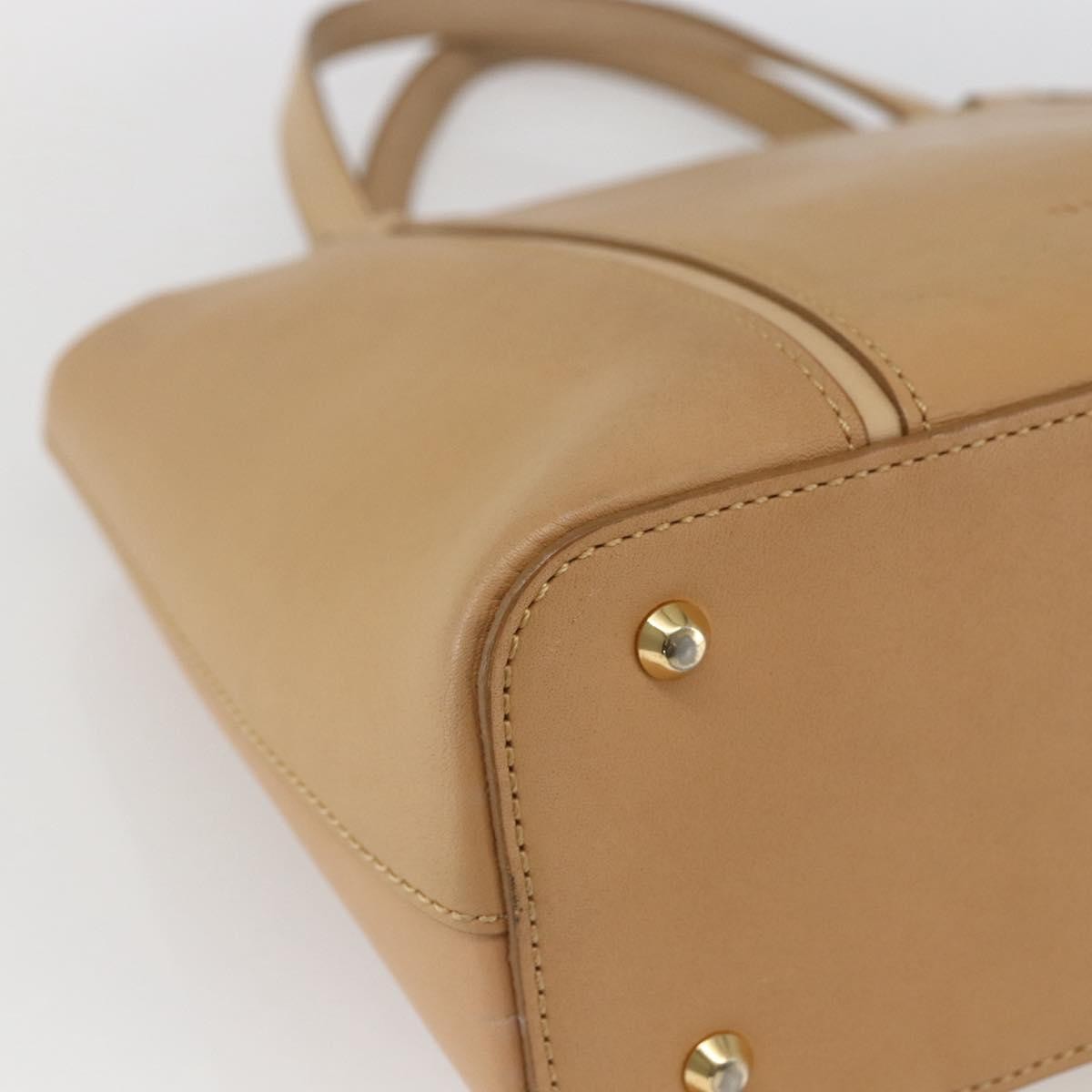 Burberry BURBERRY Hand Bag Leather Beige Gold Authentic 165049