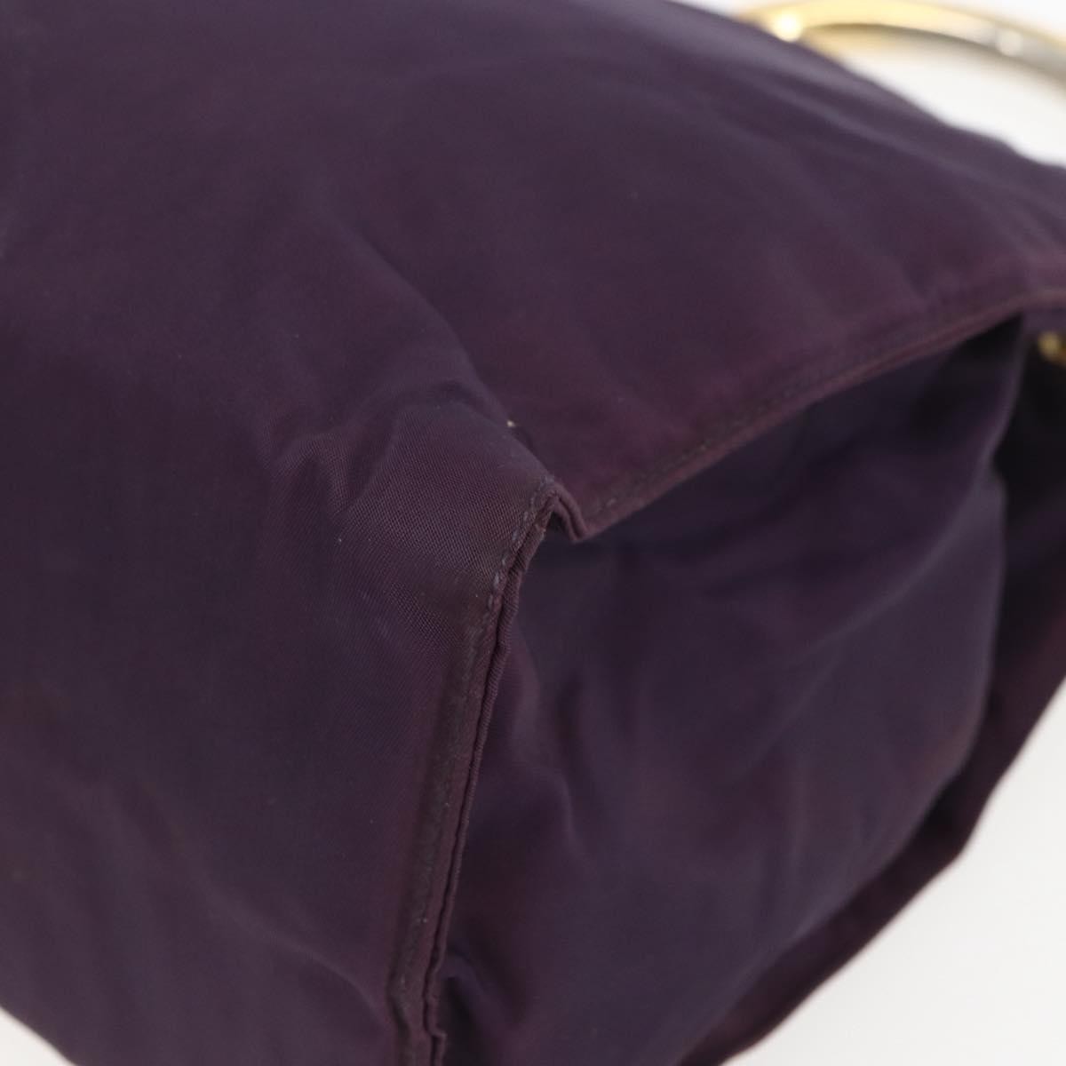Prada PRADA Hand Bag Nylon Metal Purple Gold Authentic 155415
