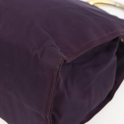 Prada PRADA Hand Bag Nylon Metal Purple Gold Authentic 155415