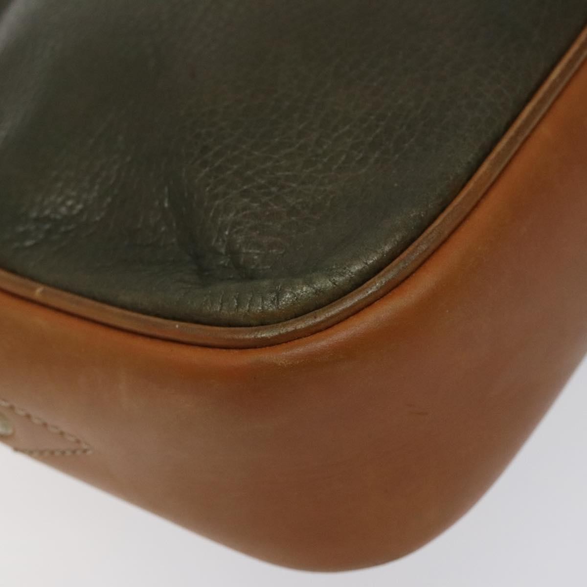 Celine CELINE Shoulder Bag Leather Khaki Gold Authentic bs25384
