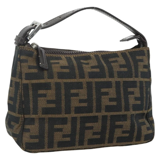Fendi FENDI Zucca Canvas Hand Pouch Black Brown Authentic 168880 Bag