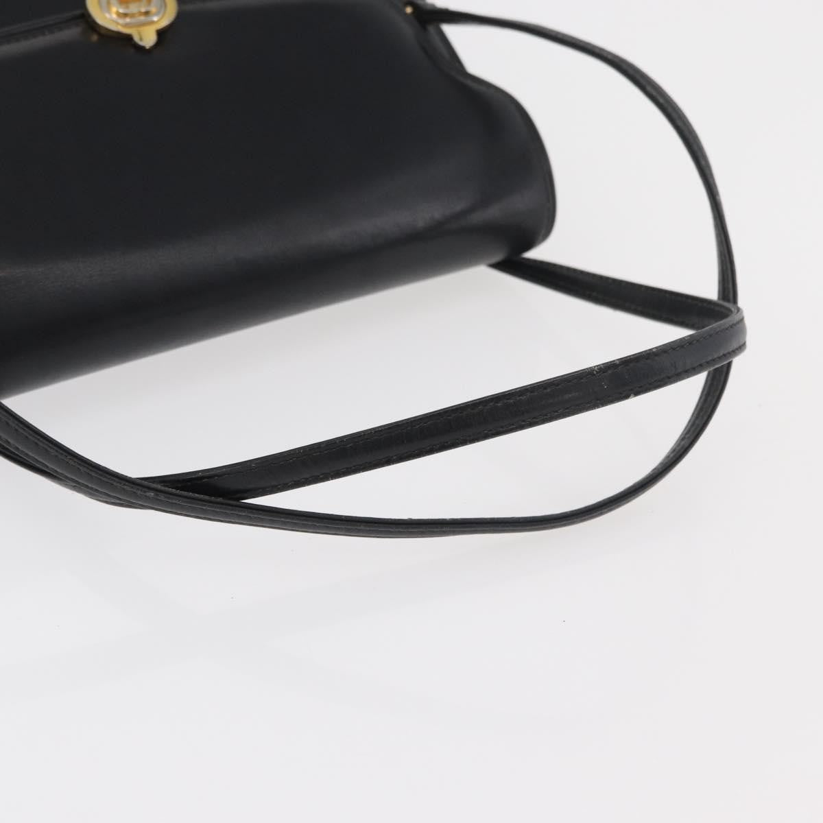 Gucci GUCCI Hand Bag Leather Black Gold Authentic ep14155