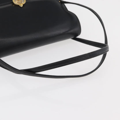 Gucci GUCCI Hand Bag Leather Black Gold Authentic ep14155