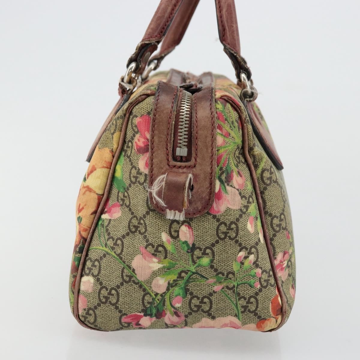 Gucci GUCCI GG Supreme Boston Bag PVC Beige Silver 409529 Authentic ep14278