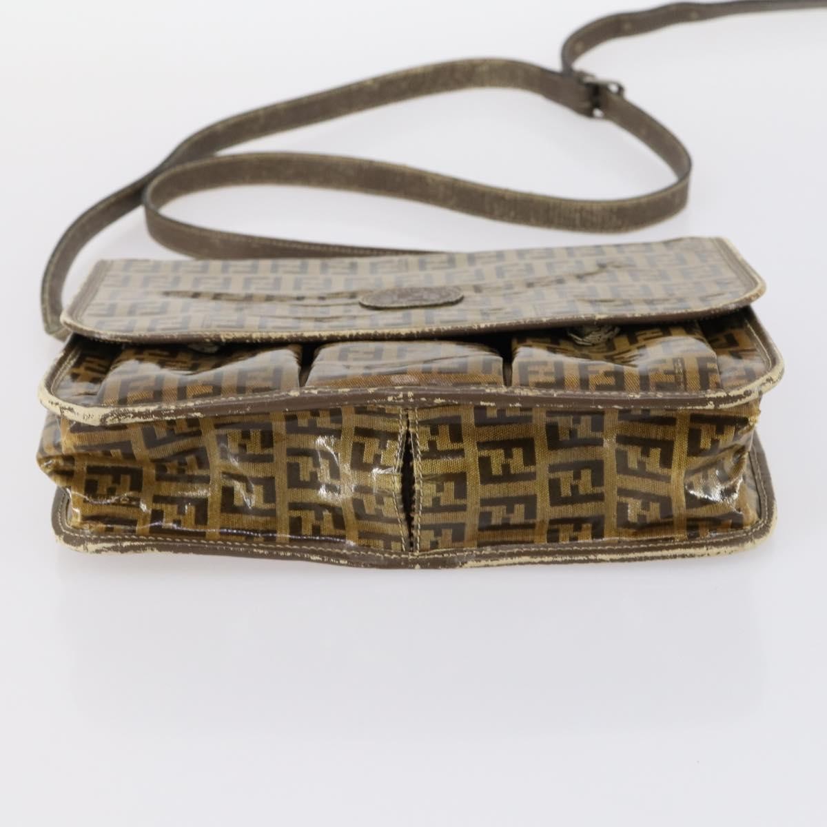 Fendi FENDI Zucca Canvas Zucchino Canvas Hand Bag Enamel 2 Set Black Brown Authentic hk3167
