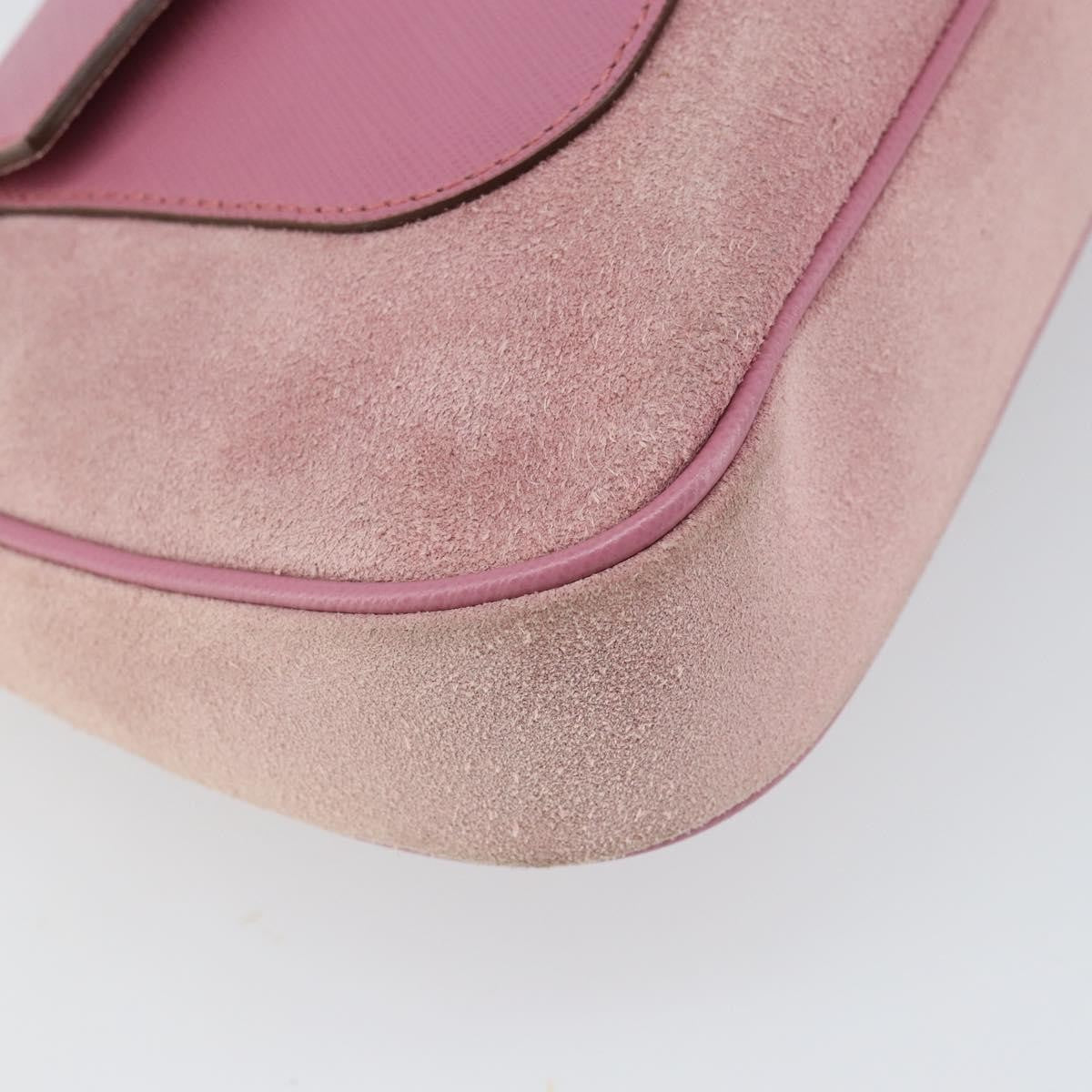 Salvatore Ferragamo Salvatore Ferragamo Gancini Shoulder Bag Suede Pink Silver Authentic 166453