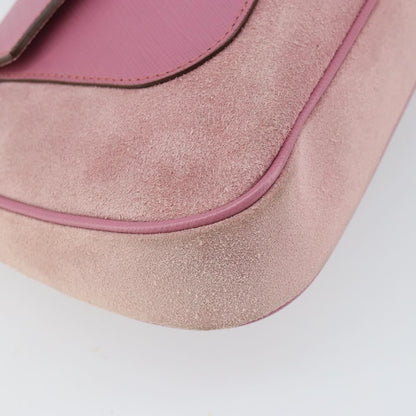 Salvatore Ferragamo Salvatore Ferragamo Gancini Shoulder Bag Suede Pink Silver Authentic 166453