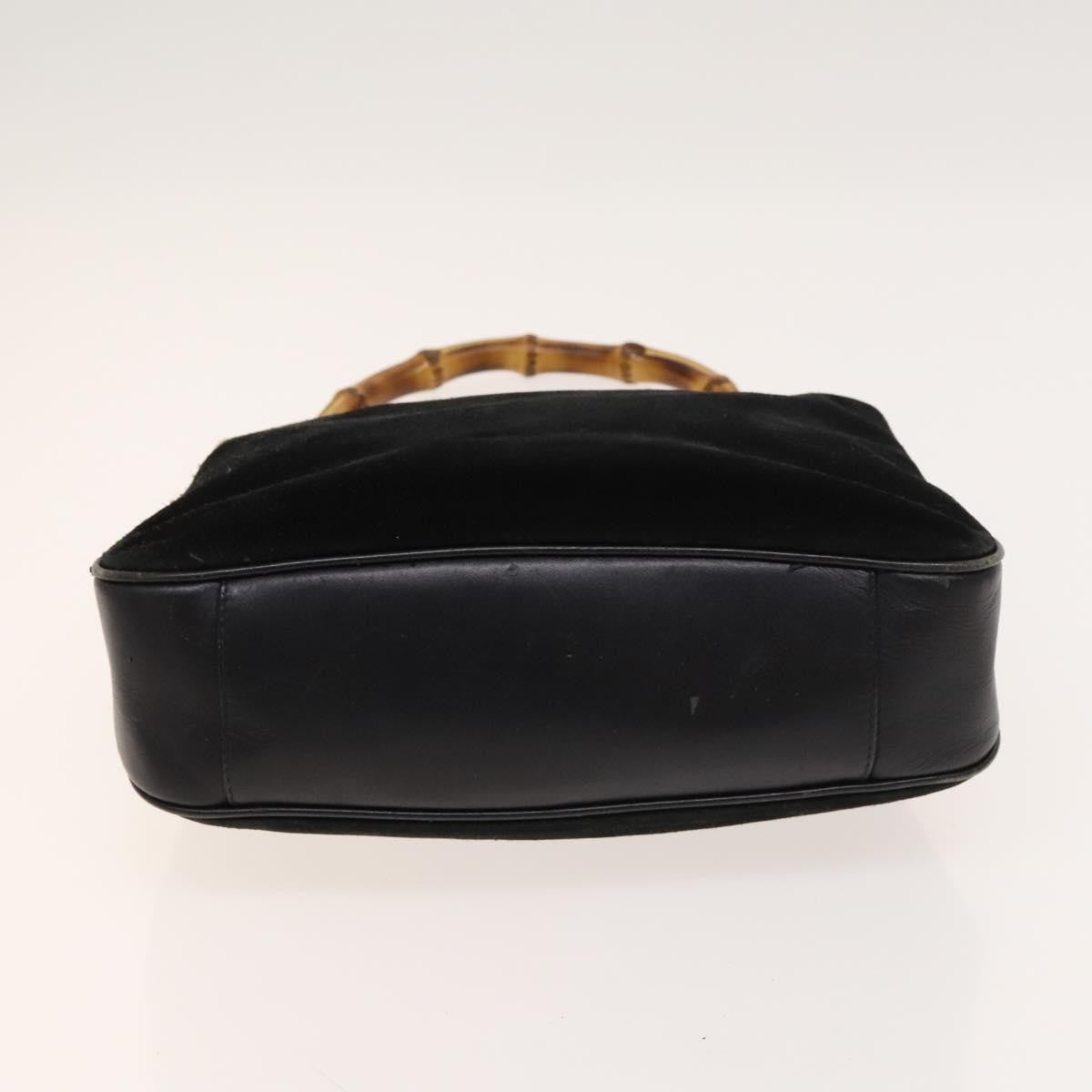 Gucci GUCCI Bamboo Shoulder Bag Suede 2way Black Gold 001 2404 16380 Authentic ti3280