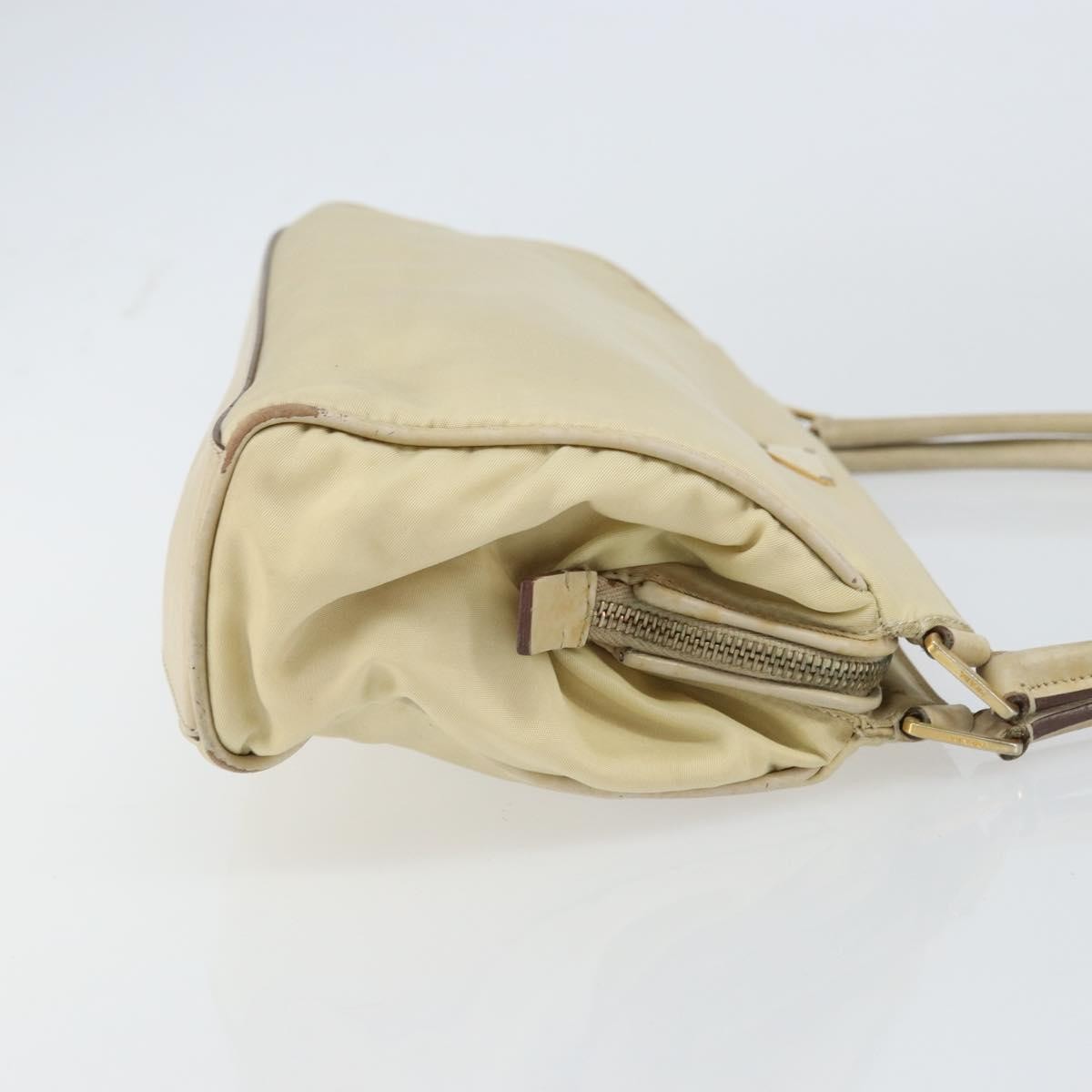 Prada PRADA Shoulder Bag Nylon Beige Gold Authentic ep12445