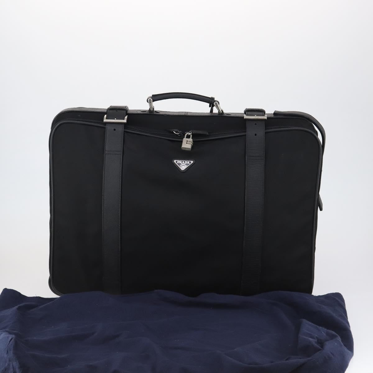 Prada PRADA Trunk Nylon Black Silver Authentic am9650 Bag