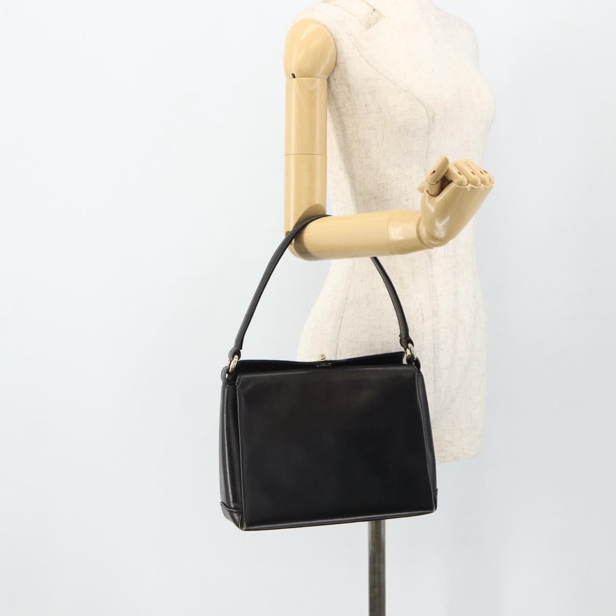Gucci GUCCI Hand Bag Leather Black Gold Authentic ka4348