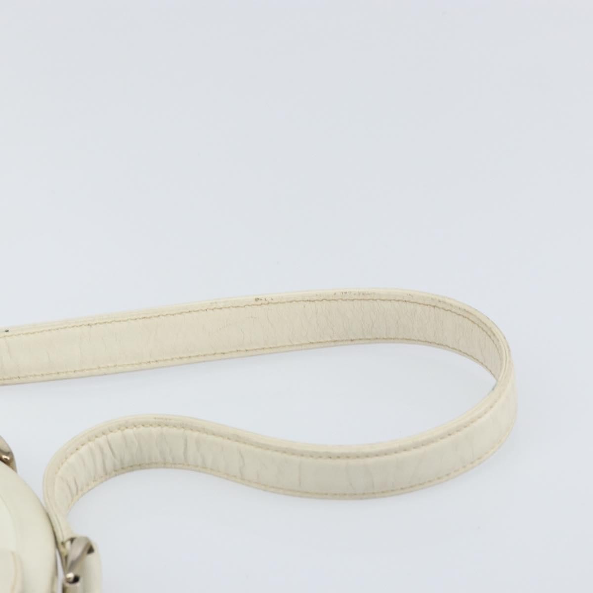 Gucci GUCCI Hand Bag Leather White Silver Authentic 170514