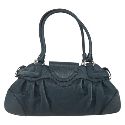 Salvatore Ferragamo Salvatore Ferragamo Gancini Hand Bag Leather Green Silver Authentic 157002
