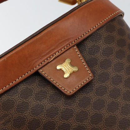 Celine CELINE Macadam Canvas Hand Bag PVC Leather Brown Gold Authentic 153900