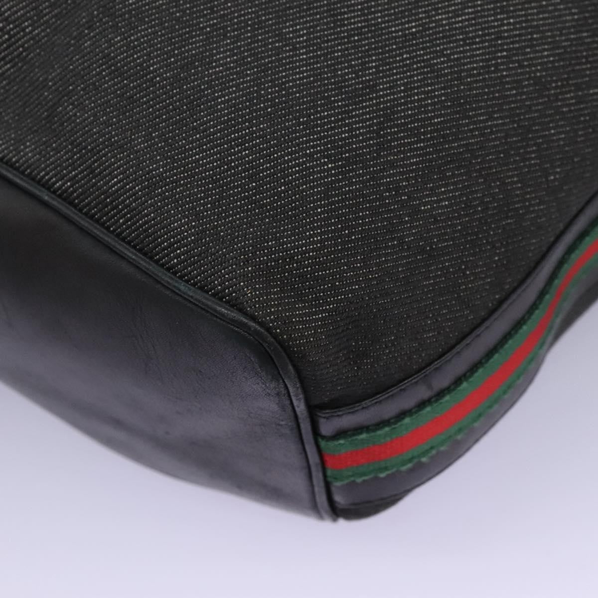 Gucci GUCCI Web Sherry Line Shoulder Bag Denim Black Red Green 73884 Authentic am8160