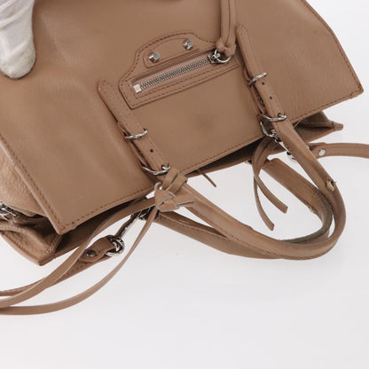 Balenciaga BALENCIAGA The Paper A6 Hand Bag Leather 2way Beige Silver 370926 Authentic 149646
