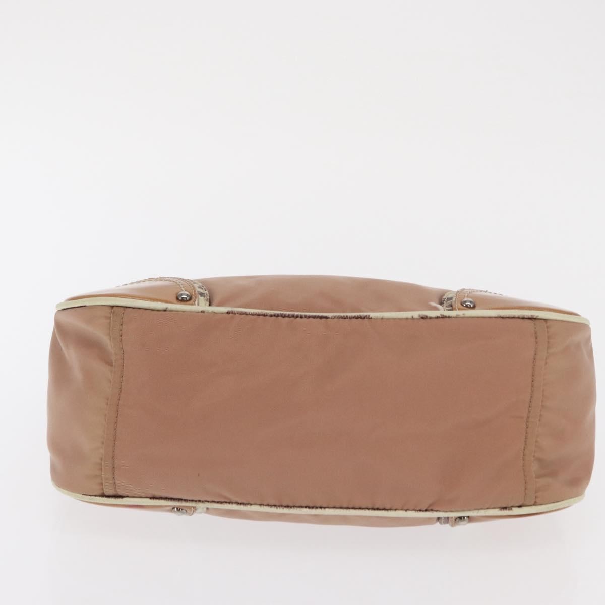 Prada PRADA Shoulder Bag Nylon Beige Silver Authentic 169041