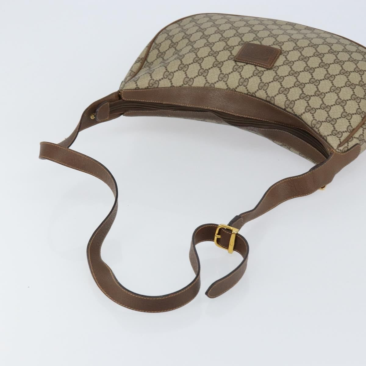 Gucci GUCCI GG Supreme Shoulder Bag PVC Beige Gold Authentic ep12173