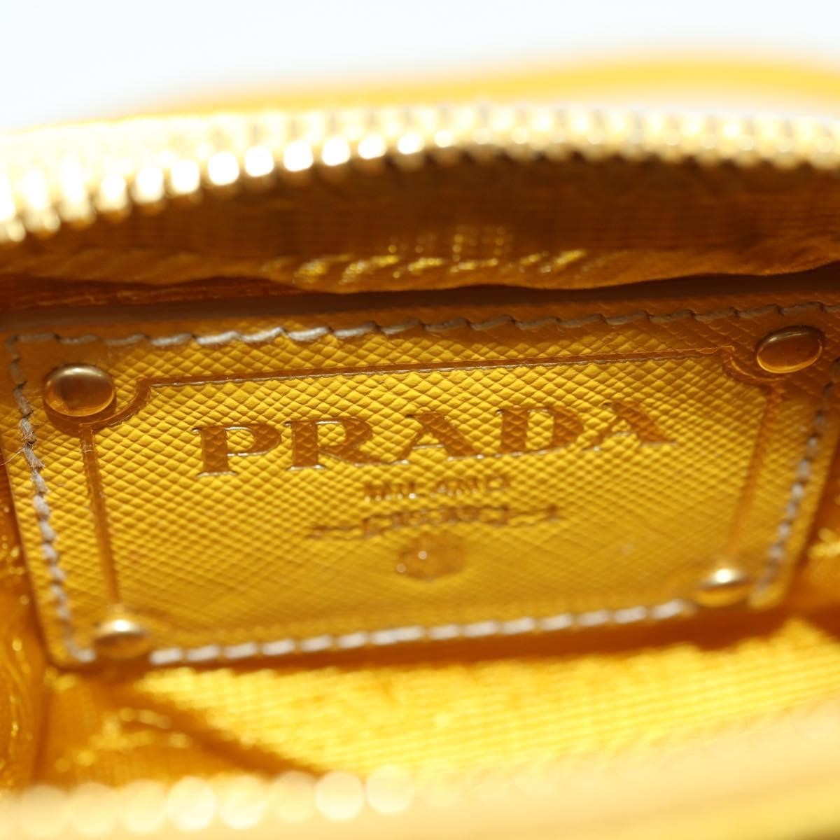 Prada PRADA Chain Shoulder Bag Nylon Leather Yellow Gold Authentic 143507