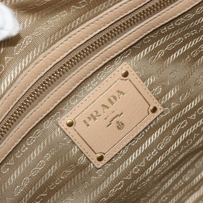 Prada PRADA Hand Bag Leather 2way Beige Gold Authentic ka1190